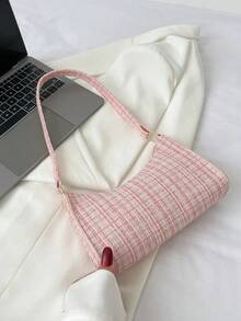 Plaid Pattern Bag Handbag,Shoulder Bag Minimalist,Casual Lightweight,Portable Women, Rookies & White-Collar Workers,Teacher Gifts,Girl,Woman Bag,Work ,Business,Commute,Shopping Valentines - 彩色 - 查看 8