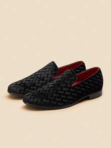 Men's Dress Loafers Velvet Tuxedo Slip-On Shoes Wedding Party Red Bottom For Male - màu đen - Xem 7