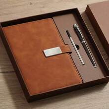 1set, Personalized Leather Notebook Set - Notebook And Gel Pen Set - Ideal Gift For New Jobs Or Teachers - Perfect Office Supplies And Stationery Gift - Comes In Travel-Size Notebook - Notebook Can Be Purchased Separately Or As A Gift Set - Thoughtful And Stylish Gift For Any Occasion - Great For Note-Taking, Journaling, And Creative Writing! Desert Autumn Cozy Style, Office Decor, Holiday Calendar - Multicolor - View 10
