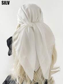 1pc Women Beach Accessories Solid Color Imitation Linen Square Scarf, Headwrap, Bandana, Suitable For Outdoor, Beach, Daily Wear, Holidays - A90 Imitation Cotton and Linen - View 32