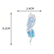 新款秋冬奢华锆石羽毛胸针，优雅精致翻领别针，高端西装/连衣裙配饰 - 漸變藍 - 查看 2