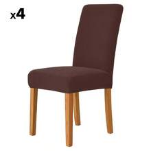 1/2/4 piezas Fundas de silla de tela jacquard de alta elasticidad con patrón a rayas y a cuadros, removibles y lavables, duraderas y cómodas, adecuadas para cocina, salón de banquetes, hogar y comedor - Marrón oscuro - Ver 10