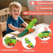 Set de Mini Dinosaurio Transformable, Auto de Aleación Incluido, Portátil y Expandible, Juguete Favorito para Niños, Regalo Divertido - Camello - Ver 8
