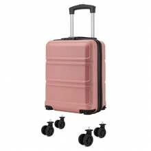 15-Zoll Kabinenkoffer 40x30x20 cm als Unter-dem-Sitz-Gepäck aus ABS/PC Hartschale, 4 abnehmbare innenliegende 360°-Räder mit 3-stelligem Schloss, leicht unisex für Solo-, Wochenend-, Städte- und Geschäftsreisen - Korallenrosa + Schwarz - Übersicht 11