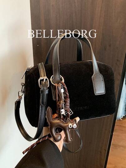 Matte Finish Tote Bag With Large Capacity, Fashionable Ladies' Handbag With Pendant