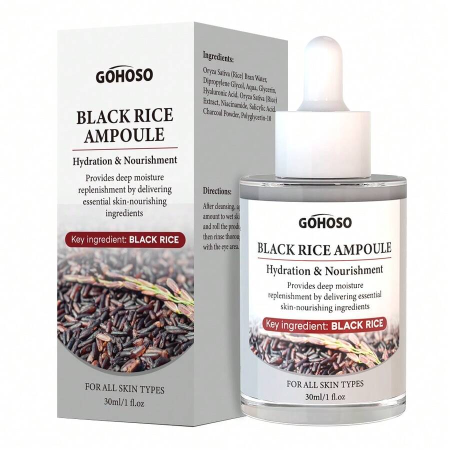 米萃精华去角质亮肤套装 | 黑米去角质洁面乳，含玻尿酸和米萃精华 | 面部毛孔去角质黑头去除剂 (30ml) - 30毫升 - 查看 1