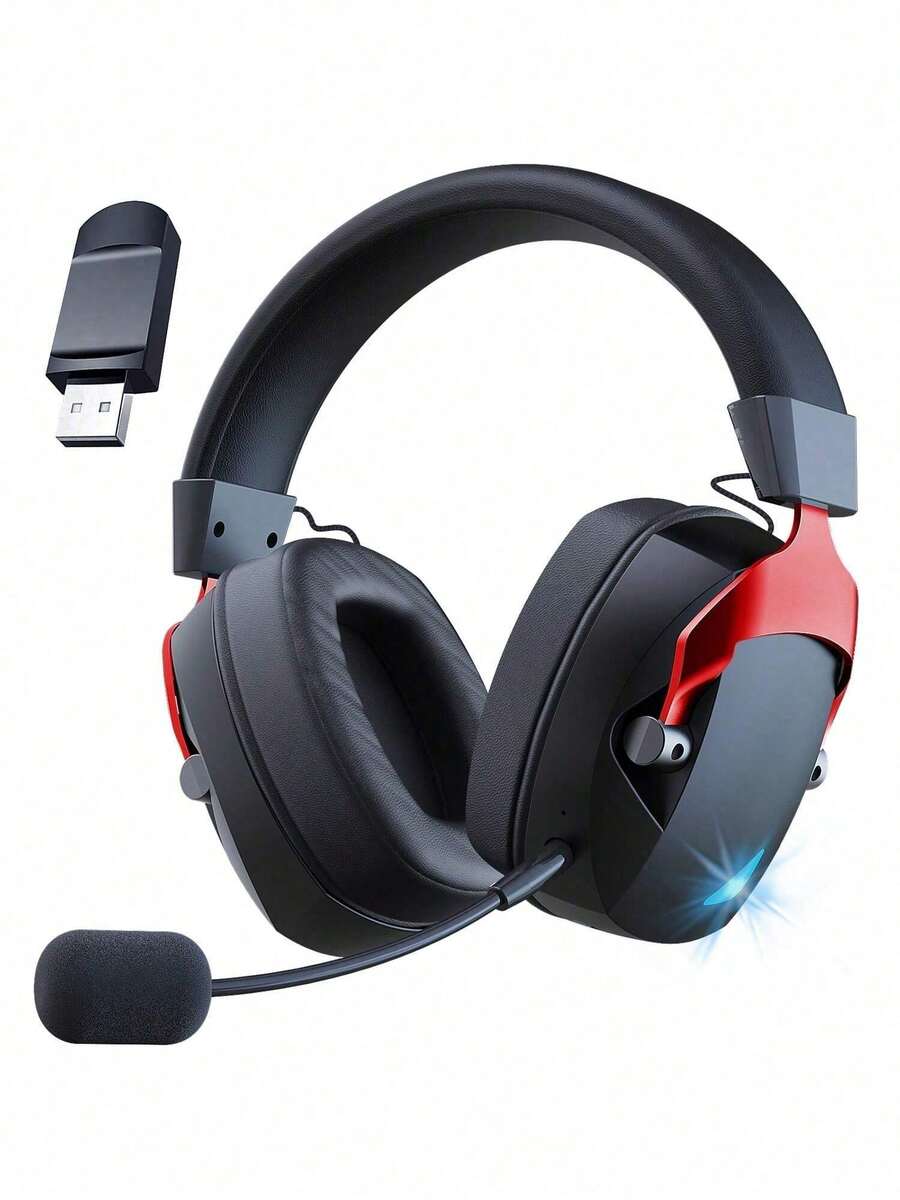 Acinaci BL100 无线游戏耳机，带可拆卸降噪麦克风，支持 2.4G、蓝牙和 3.5mm 有线连接，三种模式，适用于 PC、Switch、手机和平板电脑。