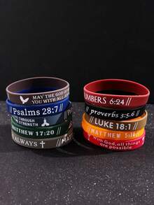 10 chiếc vòng tay silicon thời trang, độc đáo, cá tính, tối giản, thích hợp cho hoạt động thể thao ngoài trời, niềm tin tôn giáo, với chữ in nhiều màu sắc, phù hợp cho nam giới đeo hàng ngày khi đi làm và chơi thể thao. - Nhiều màu - Xem 2