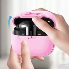 适用于三星 Galaxy Buds 3/Galaxy Buds 3 Pro/Galaxy Buds，Rock Cloud 蓝牙耳机软壳锁扣开关保护套，简约防摔 - 粉色 - 查看 5