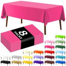 8 piezas Mantel desechable rectangular de unicolor, mantel de plástico PEVA impermeable y resistente al aceite para decoración de mesa de postres y fiestas - Multicolor - Ver 21