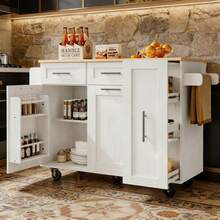 Mobile Storage Islands - White + MDF+Metal - View 1