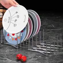 1 Peça Suporte Multifuncional para Tampa de Panela, Escorredor Ajustável e Retrátil, Suporte para Copos de Vidro, Suporte Flexível para Pratos, Organizador de Armazenamento de Cozinha - Prata - Visão 4
