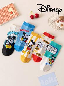 5 Pairs Disney Women's Ankle Socks Gift, Summer Socks With Mickey Mouse, Minnie Mouse, Donald Duck, Daisy Duck Cartoon Designs, Comfortable Breathable Fashion Novelty Socks - Multicolor - View 3