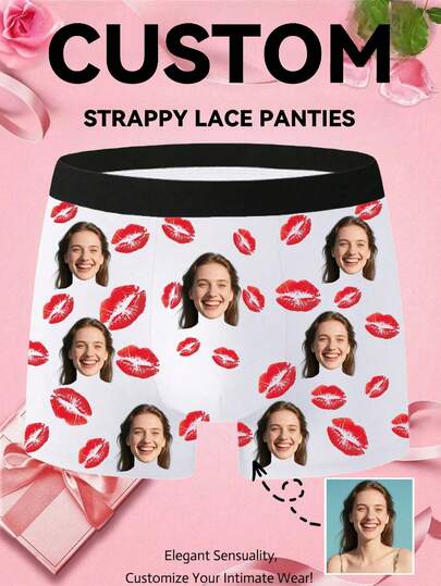 1 chiếc quần boxer nam màu đen thoải mái, có thể tùy chỉnh với hình ảnh in ngộ nghĩnh, món quà tuyệt vời cho bạn trai vào ngày Valentine, Halloween, kỷ niệm.