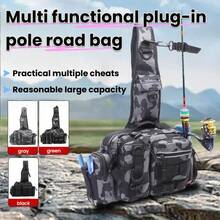 Bolsa de pesca de hombro de camuflaje de gran capacidad, mochila de pecho duradera, adecuada para pesca y senderismo al aire libre, multifuncional, hecha de material duradero - Multicolor - Ver 5