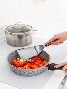 1pc Large Stainless Steel Angled Hardwood Handle Metal Spatula, Heat Resistant Non-Rust Non-Slip Handle, Suitable For Cast Iron Pans, Baking Trays, Grilling Racks, Kitchen Tool, Cooking Utensil, Thanksgiving Christmas Gift, Daily Use - Multicolor - View 8