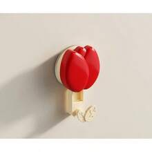 1 pieza Gancho con ventosa con diseño de flor de tulipán - Gancho adhesivo sin perforación para toallas, llaves, uso universal en paredes de cocina y baño - Ver 10