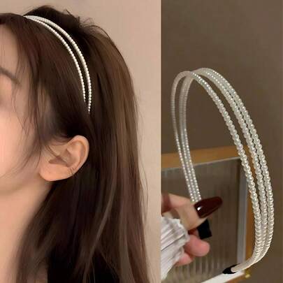 1件/3件套细金属发箍，简约小众设计发带，适合户外、派对、日常佩戴，Diadema发箍