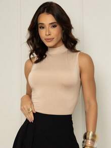 Kit 2 Cacharrel Basic High Neck Tank Top - 黑色和裸體 - 查看 8