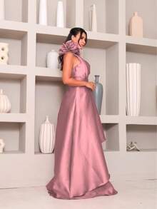 Long Dress With Flower For Graduation, Party, Wedding, Evening. - Rosa Oxidada - Ver 2