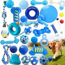7pcs Blue Series Pet Toy Set, Chew Toys, Bite-Resistant, Blue Is Dogs' Favorite Color, Suitable For Small Dogs, Chewing Toys - Blue - View 1