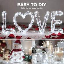 LED Button Battery String Lights Christmas Tree Decoration Copper Wire Mood Lights, 1/3/5m LED Battery Operated, Suitable For Christmas And Mother's Day Decoration - White - View 3