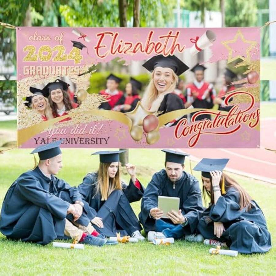 1pc Personalized Graduation Banner With Photo Name Class Of 2026 Custom Graduation Backdrop Congratulations Graduate Party Decorations Supplies Congrats Grad Banners Yard Sign Graduation Gifts - 顏色4 - 查看 1
