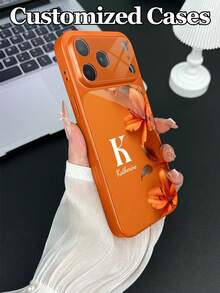 1 buah Casing Ponsel Kaca Tempered dengan Desain Teks & Huruf yang Dapat Disesuaikan dan Motif Bunga Lili Oranye, Cocok untuk iPhone 17 Pro Max/17 Air/15/16 Pro/14 Plus/13 Pro/12 Pro Max/11, Pelindung Kamera Kaca Tempered, Penutup Belakang Kaca Tempered, Casing Pelindung Ponsel dengan Jendela Besar, Hadiah Terbaik untuk Teman dan Keluarga - Jeruk - View 6