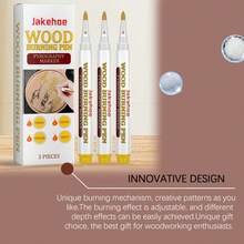 jakehoe 3Pcs Wooden Burning Marker Pens Diy Design Wood Burning Brush Marker Pen Wood Working For Basswood Birch Poplar And Birch Handmade Diy Creations Durable Pyrography Marker For Wood Burn - 1 Box * 3pcs - View 7
