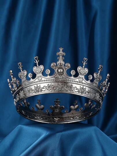 King Crowns For Men Boys - Royal Vintage Prom Crown Evil Luxury Rhinestone Tiara For Birthday Halloween Costume Cosplay Party