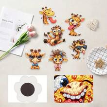 6 nam châm dán tủ lạnh hình hươu cao cổ, bộ tranh đính đá nam châm thích hợp cho đồ thủ công tự làm, quà tặng, trang trí tủ lạnh, hộp thư. - Xem 5