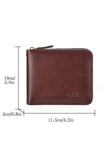 New Retro Men's Short Wallet, Card Holder Leather Zipper Wallet - Multicolor - View 5