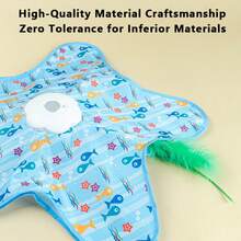 Đồ chơi tương tác hình sao biển cho mèo, bàn xoay tự động, lông vũ, thảm chơi sạc USB cho thú cưng, người bạn đồng hành khi ở một mình. - Màu xanh lam - Xem 8