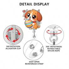 Easter Badge Reels With Alligator Clip Funny ID Badge Holders Cute Bunny Badge Reel Designs Retractable Bow Shape Easter Badge Holder For Nursing Medical Students Nurse Name Accessories For Work - 復活節 987 - 查看 2