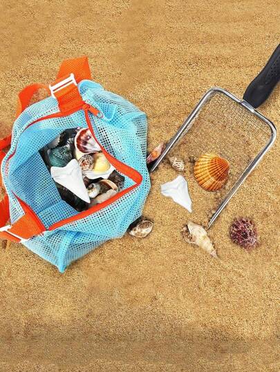 2pcs Beach Net Shovel Is A Beach Bag For Filtering Sand, Shell Collection Shovel For Picking Shells, Teen Shark Tooth Filter, Beach Toy, Suitable For Summer Beaches, Swimming Pools, Outdoor Camping (Multi-Functional Shovel Can Be Used For Cat Litter Shovel)