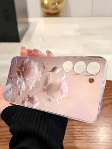 1个迷人鲜艳粉色玫瑰花透明软手机壳，兼容 17系列、荣耀、三星Galaxy A04e/12/A13/A14/A34/A50/A52/A53/A54/S21/S22/S23/S24/S25/S25 Ultra、6A/7A/8A、12T/13T，国际版，非国内版 - 無色 - 查看 3