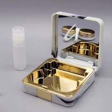 大理石纹便携式护理盒，带镜子，提供圆形和方形两种款式。便携式防漏隐形眼镜盒套装，带镜子和拆卸工具，适合旅行和居家使用，包含隐形眼镜浸泡收纳套装。 - 彩色 - 查看 13