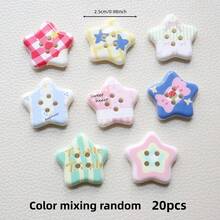 10/20颗粉彩马卡龙色印花星星蝴蝶结装饰纽扣，可用于DIY毛衣、帽子、鞋子、手机壳等配件 - 印花扣 - 查看 17