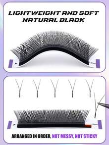 12排柔软细腻YY 0.07混合密度DIY睫毛嫁接专业高档睫毛材料单根嫁接自然绽放不脱落卷翘仿真睫毛浓密花型睫毛 - 查看 4
