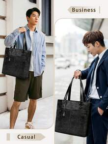 NEWHEY Tote Bag Business Bag For Men Large Capacity Handbag Shoulder Bag 13-Inch PC Compatible Water-Repellent With Zipper Commuting Business Trip Travel - Multicolor - View 2