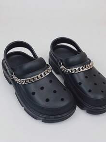 Cadena desmontable de estilo punk hueca, accesorio decorativo de cadena para sandalias, zapatos de playa, unisex - Plateado - Ver 4
