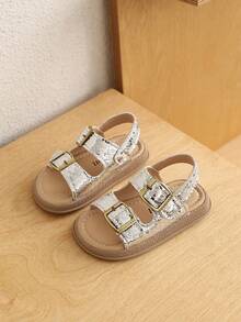 Un par de sandalias de playa con diseño tridimensional para niño bebé de PU, antideslizantes, de moda, casuales y de estilo coreano clásico para estudiantes, adecuadas para el verano. - Plateado - Ver 3