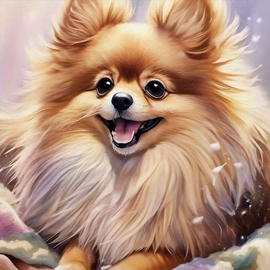 Kit de pictură cu diamant 5D DIY, nou-venit, vânzare excelentă - Pomeranian, mozaic cu diamant rotund complet, fără ramă, decor creativ pentru biroul de acasă