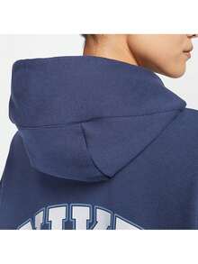 Nike Áo nỉ dài tay nữ tay dài, có mũ trùm đầu, dây rút, túi, in chữ và số, kiểu dáng thường ngày, đa năng, thích hợp cho thể thao. - Màu xanh lam - Xem 8