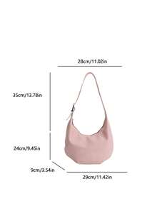 2026新款时尚大容量女士腋下包，简约褶皱单肩斜挎饺子包 - 粉色 - 查看 3