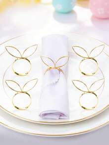 4-12pcs/Set Bunny Ear Napkin Rings, Easter Themed Decorative Napkin Rings, Creative Napkin Holders - Multicolor - View 9