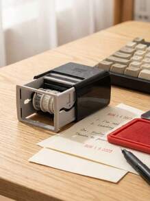 1 件滚轮日期印章，简易多用途印章，适用于 DIY 工艺、手账、返校、学校用品 - 黑色 - 查看 2