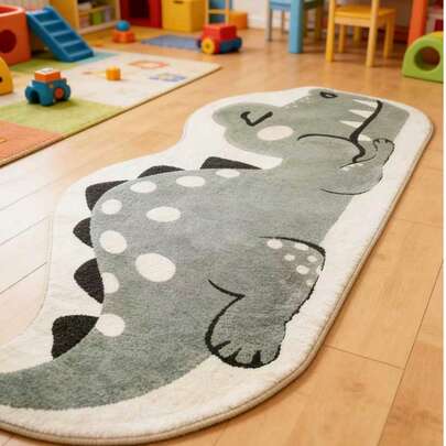 1 pieza Alfombra decorativa de piso con estampado de cocodrilo gris para habitación infantil, alfombra decorativa, decoración de dormitorio, alfombra pequeña, alfombra, decoración del hogar, alfombra de sala de estar, alfombra pequeña de sala de estar, alfombra de dormitorio, decoración del hogar de sala de estar, alfombra de exterior, alfombra lavable