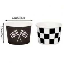 10个/20个/40个装黑白格子冰淇淋赛车主题派对冰淇淋杯、甜点杯、圣代杯、婚礼生日派对用品 - 查看 3
