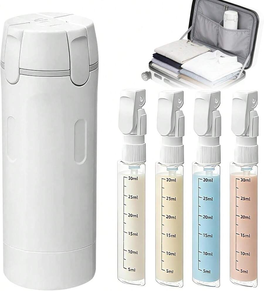 4 In 1 Travel Bottle,Travel Bottles For Toiletries,Refillable, Leak Proof And Portable,Suitable For Storing Shampoo, Shower Gel, Laundry Detergent, Suitable For Travel, Camping And Gym (Gray) - 1件 白色 - 查看 1